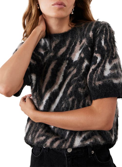 Mint Velvet Zebra Knit Top In Black