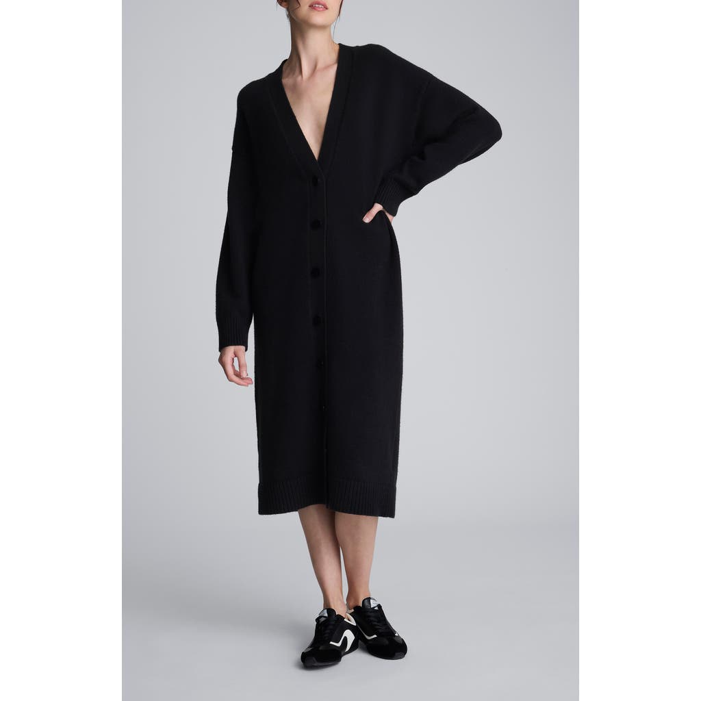 Kenneth Cole Long Button Front Cardigan Duster In Black