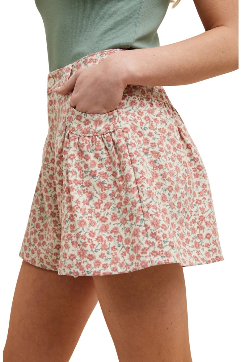 Flora Pleated Shorts, Alternate, color, CREAM/ MAUVE