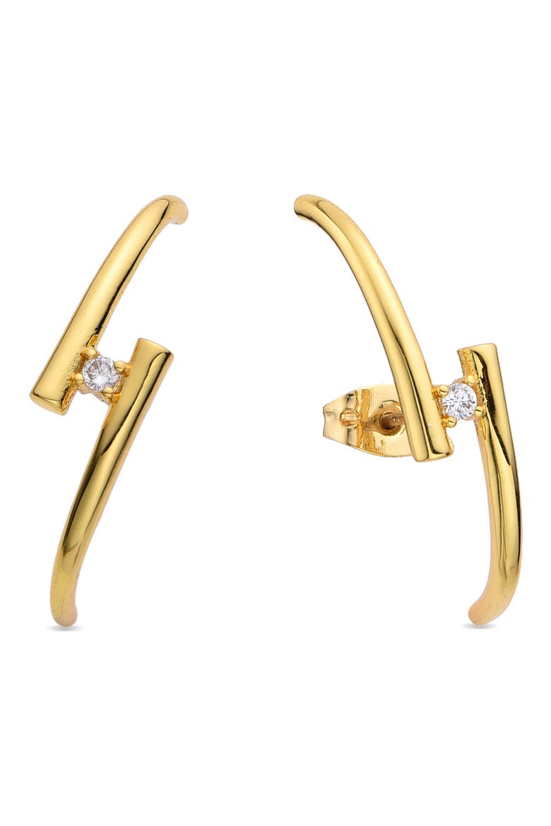 Sara CZ Double Bar Earrings, Main, color, GOLD