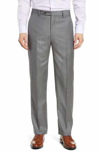 Zanella Todd Relaxed Fit Flat Front Solid Wool Dress Pants