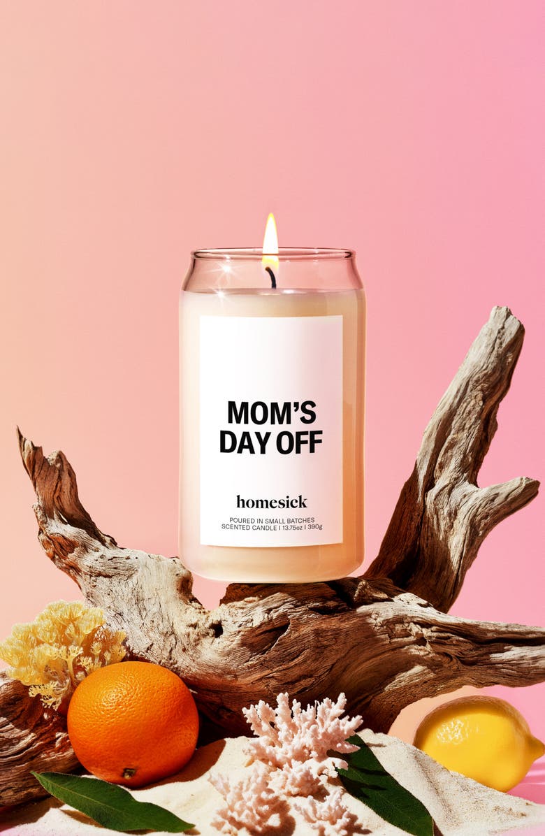 homesick Mom's Day Off Scented Candle, Alternate, color, White