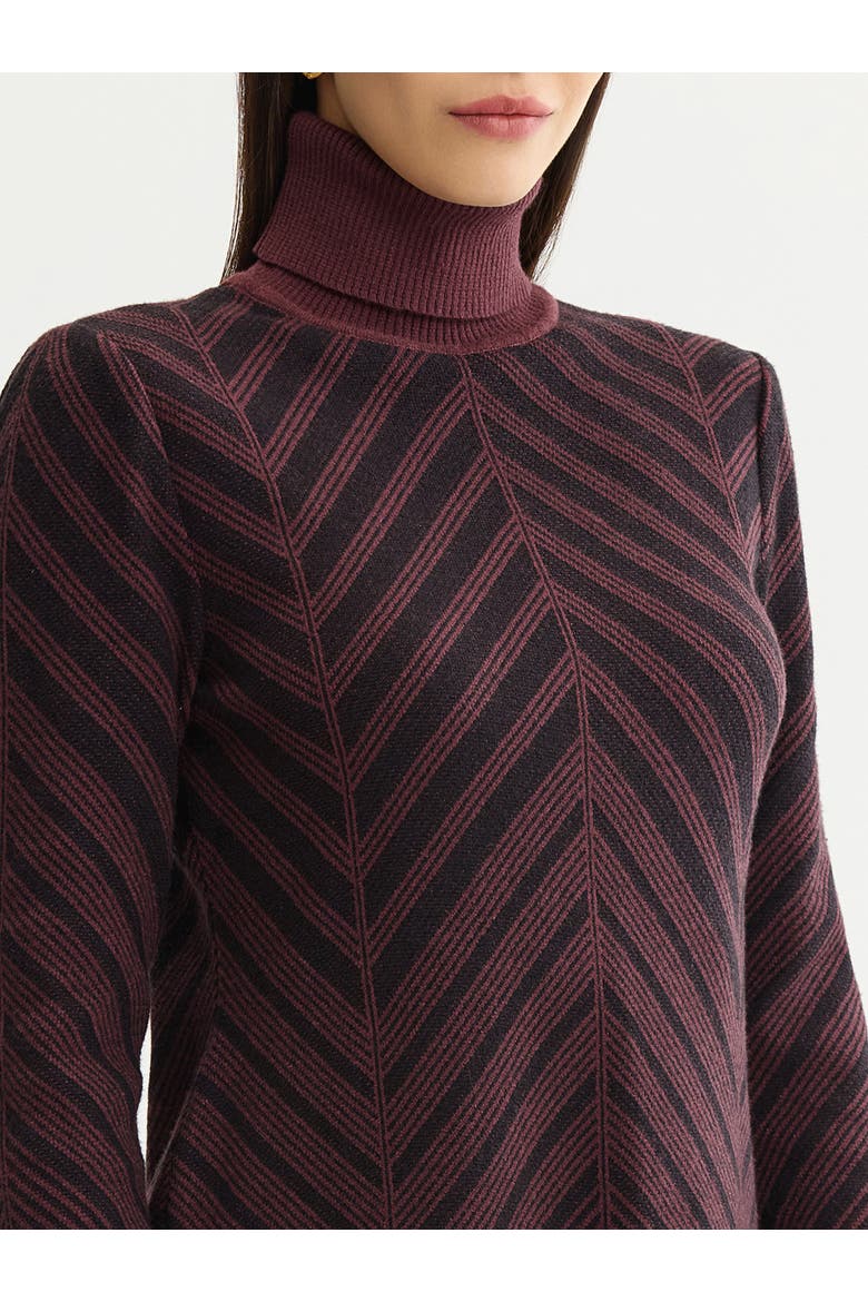 Cheveron Turtleneck Knit Tunic, Alternate, color, Mahogany/Black