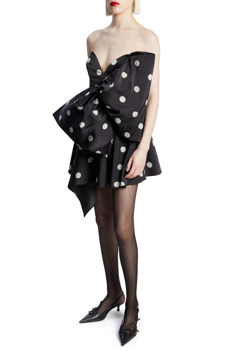 Bardot Brydie Polka Dot Strapless Bow Minidress, Alternate, color, 