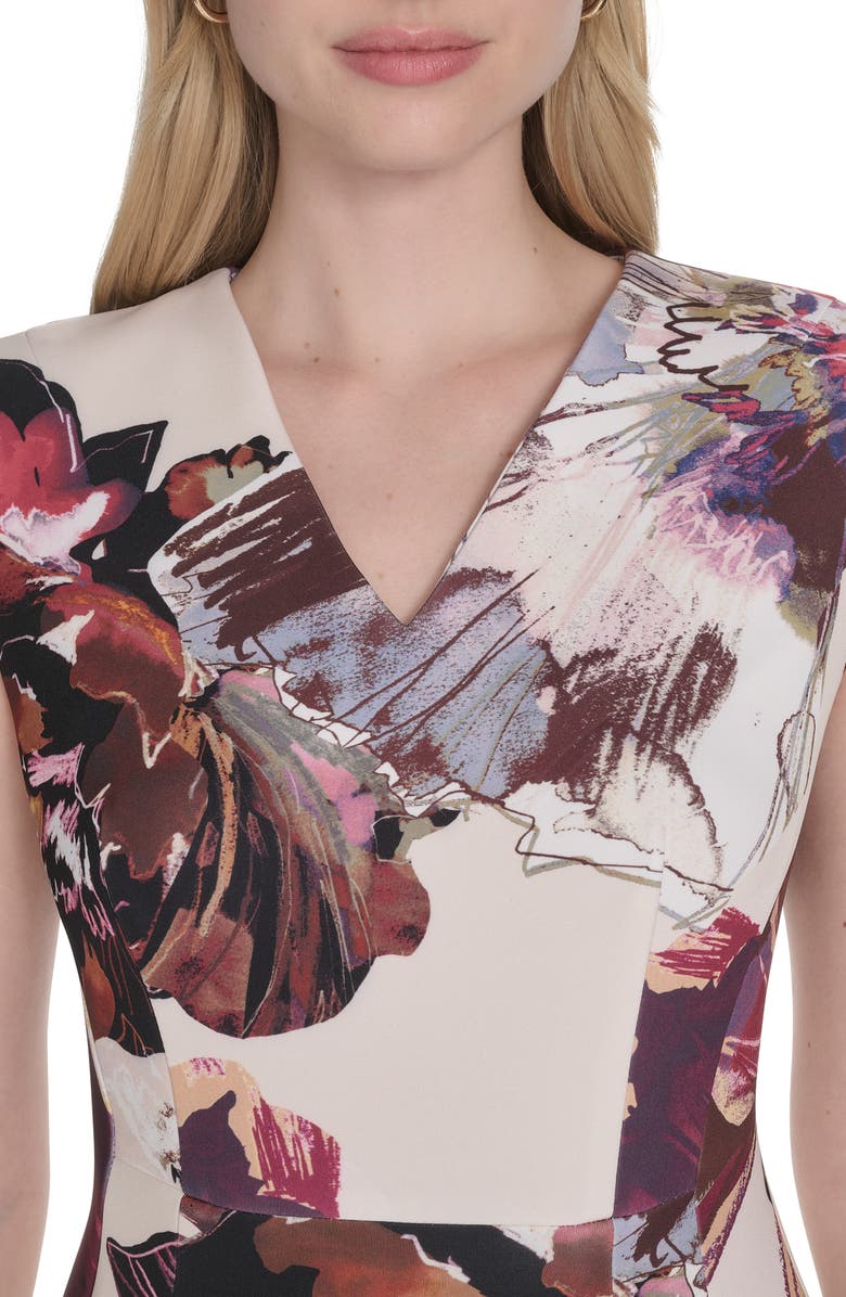 Calvin Klein Floral Sleeveless Sheath Dress, Alternate, color, Antique White Multi