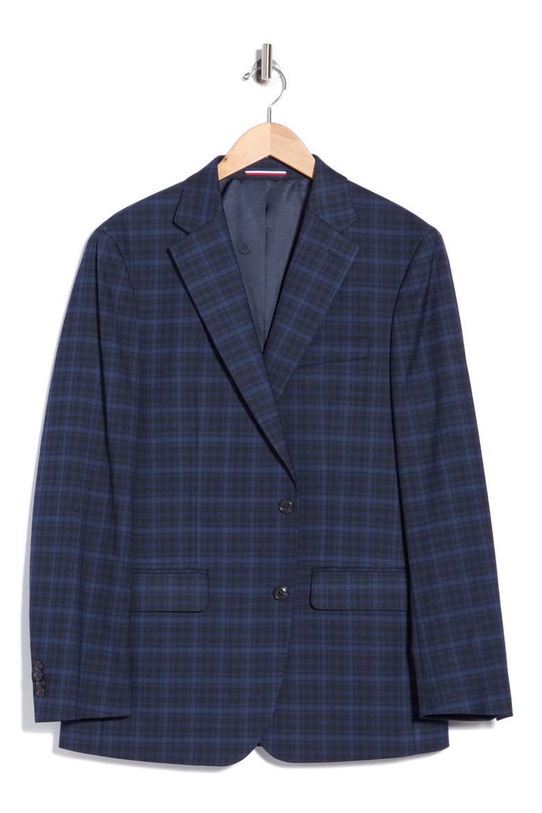 Plaid Two Button Notch Lapel Sport Coat, Main, color, BLUE/ BLACK PLAID