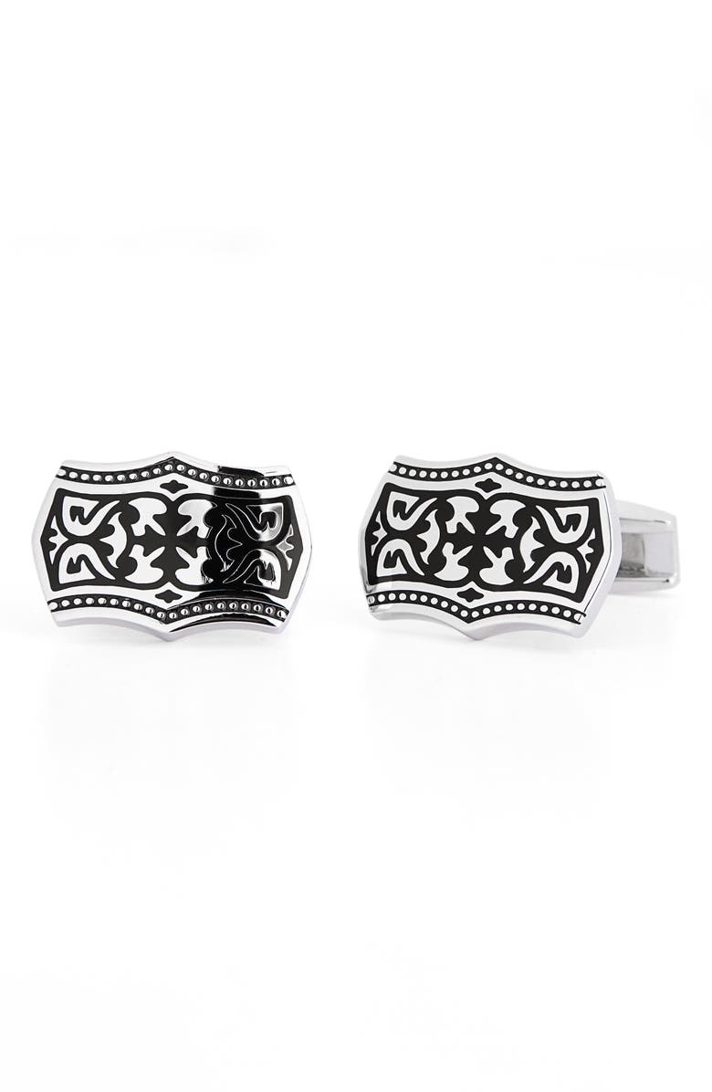 James Michael Tattoo Cuff Links, Main, color, Silver