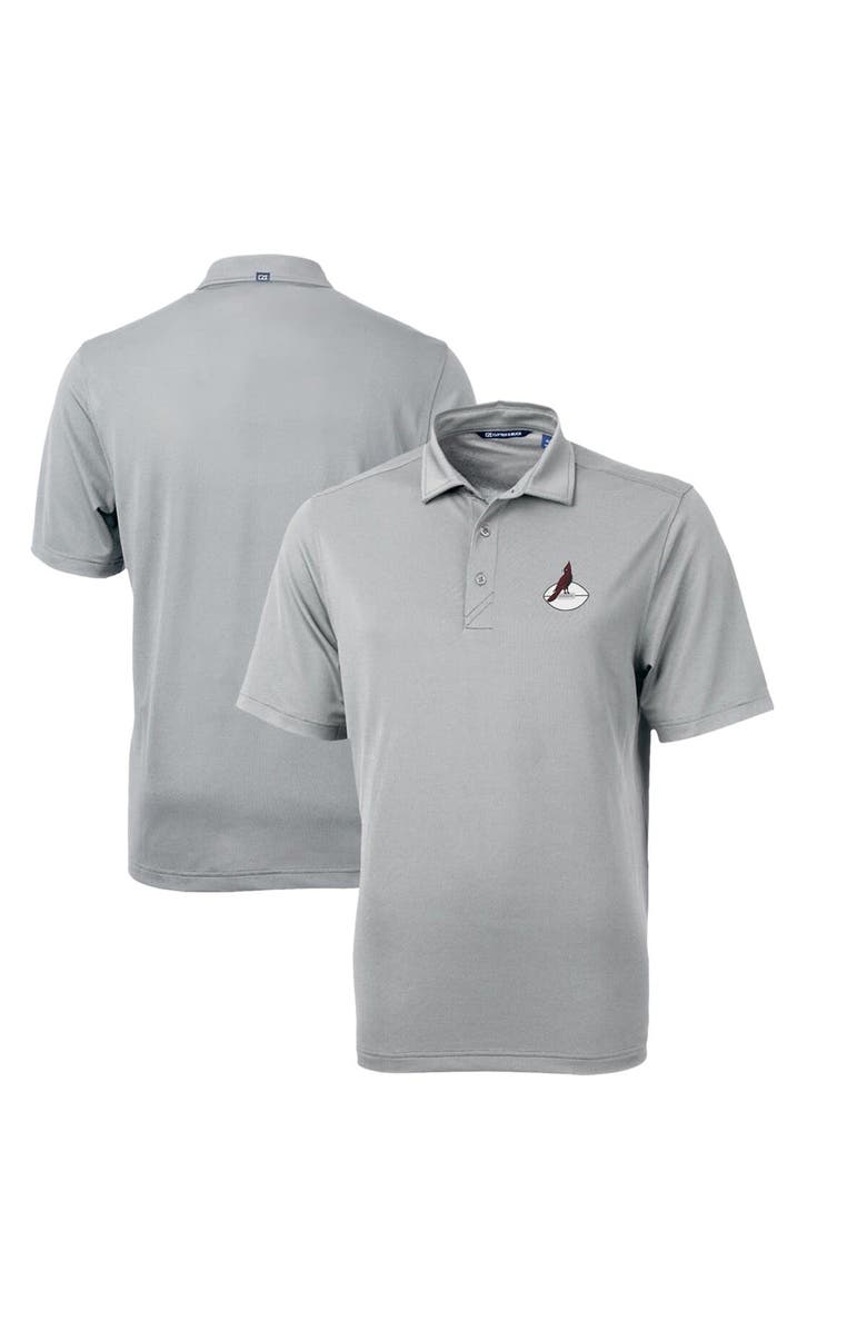 Cutter & Buck Men's Cutter & Buck Gray Arizona Cardinals Throwback Logo Virtue Eco Pique Recycled Polo, Main, color, 