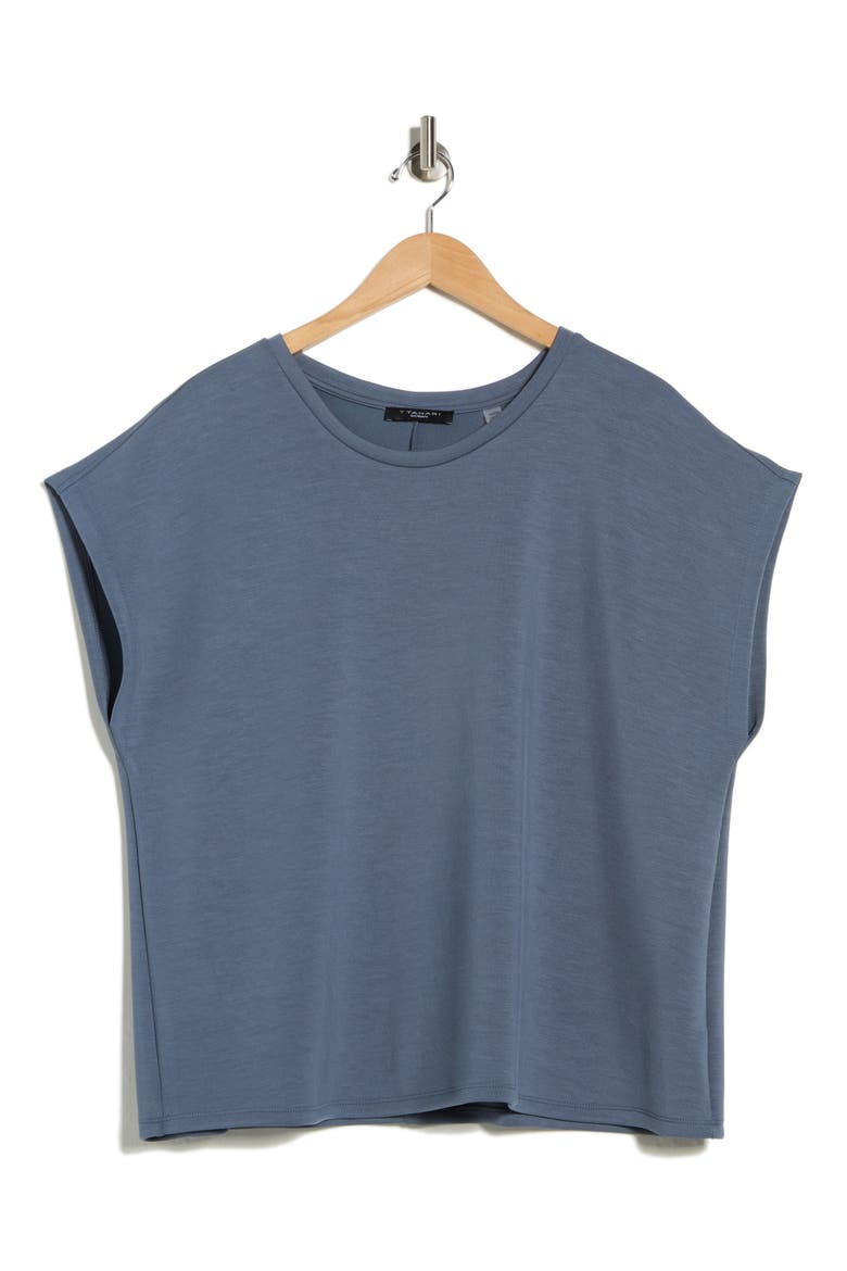 Cap Sleeve Scuba Knit T-Shirt, Alternate, color, DEEP SLATE BLUE