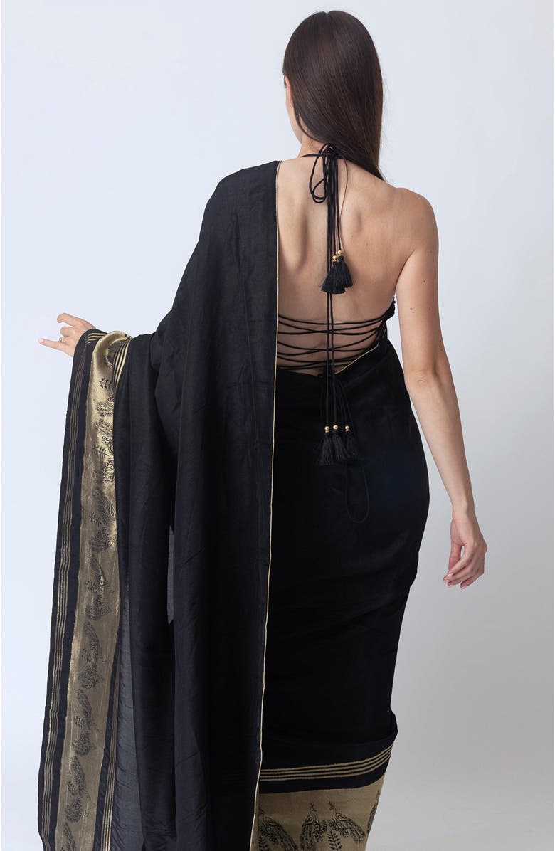 RAAS Mia Saree & Hand Embroidered Blouse, Alternate, color, Black