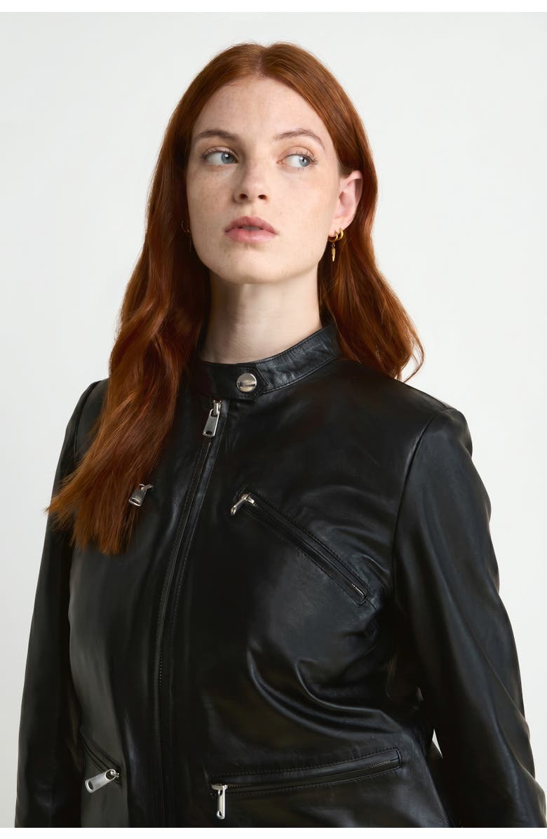 FURNIQ UK Blair Leather Jacket, Alternate, color, Black