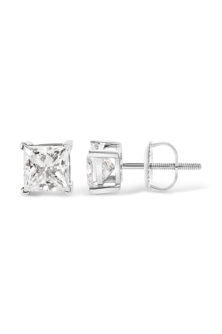 14K White Gold 1 1/2 Cttw Diamond Solitaire Stud Earrings, Alternate, color, White