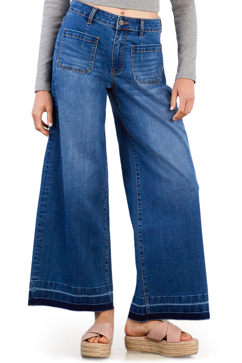 Lucy Patch Pocket Wide Leg Jeans, Main, color, MATE BLUE