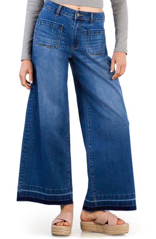 Hint Of Blu Lucy Patch Pocket Wide Leg Jeans In Blue