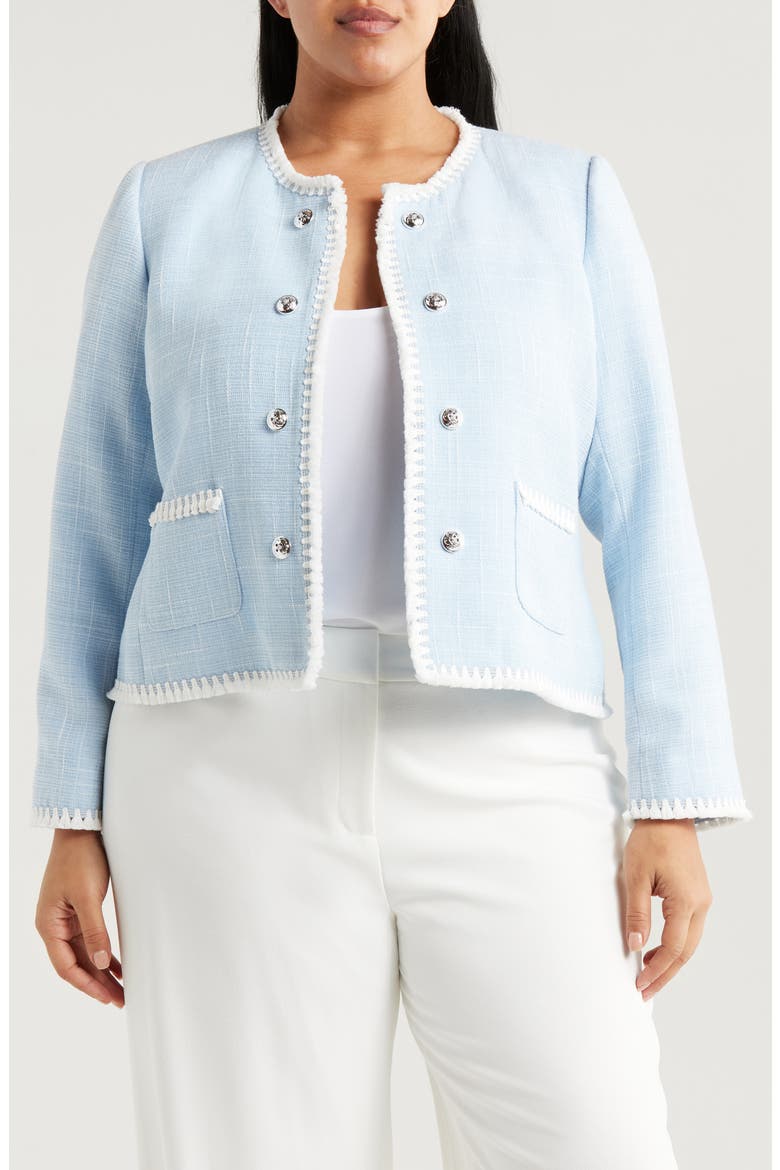 Bouclé Crop Jacket, Main, color, ICE BLUE