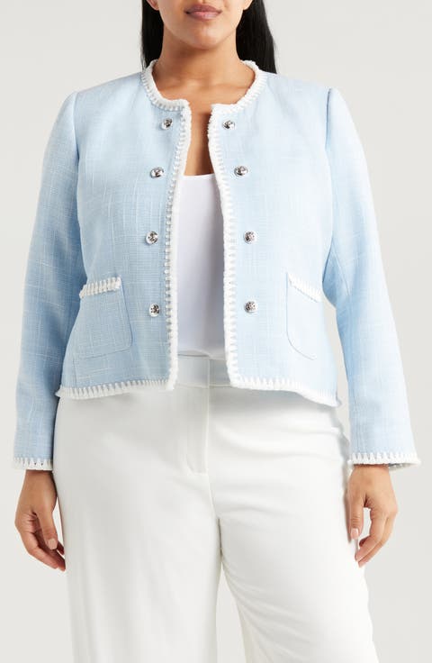 Bouclé Crop Jacket (Plus)