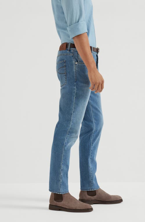 Brunello Cucinelli Slim Fit Five-pocket Trousers In Blue