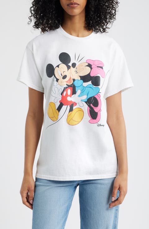 Mickey & Minnie Kiss Cotton Graphic T-Shirt