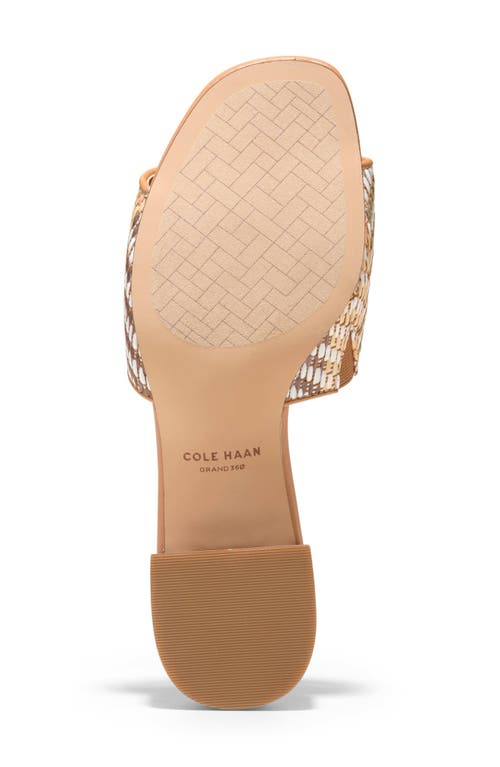 Cole Haan Calli Single Band Block Heel Slide Sandal In Striped Raffia/biscuit Leather