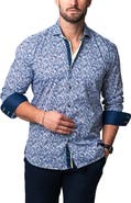 Maceoo Einstein Skim Blue Cotton Button-Up Shirt
