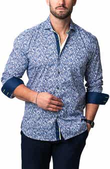 Maceoo Einstein Skim Blue Cotton Button-Up Shirt