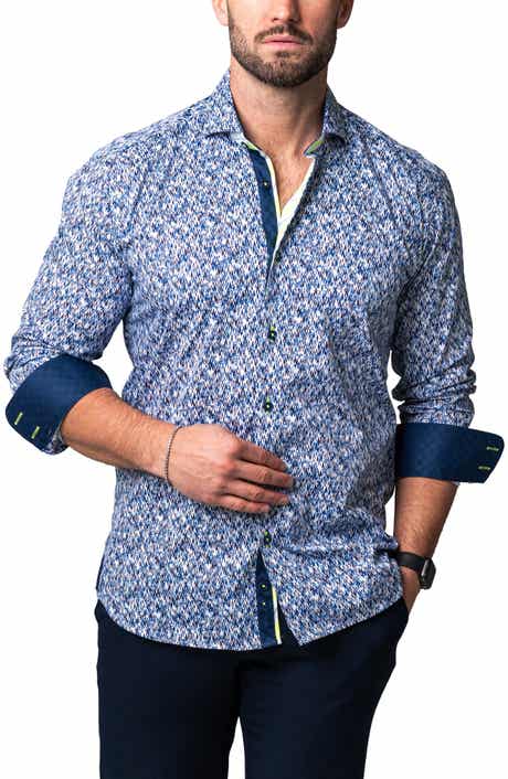 Maceoo Einstein Skim Blue Cotton Button-Up Shirt