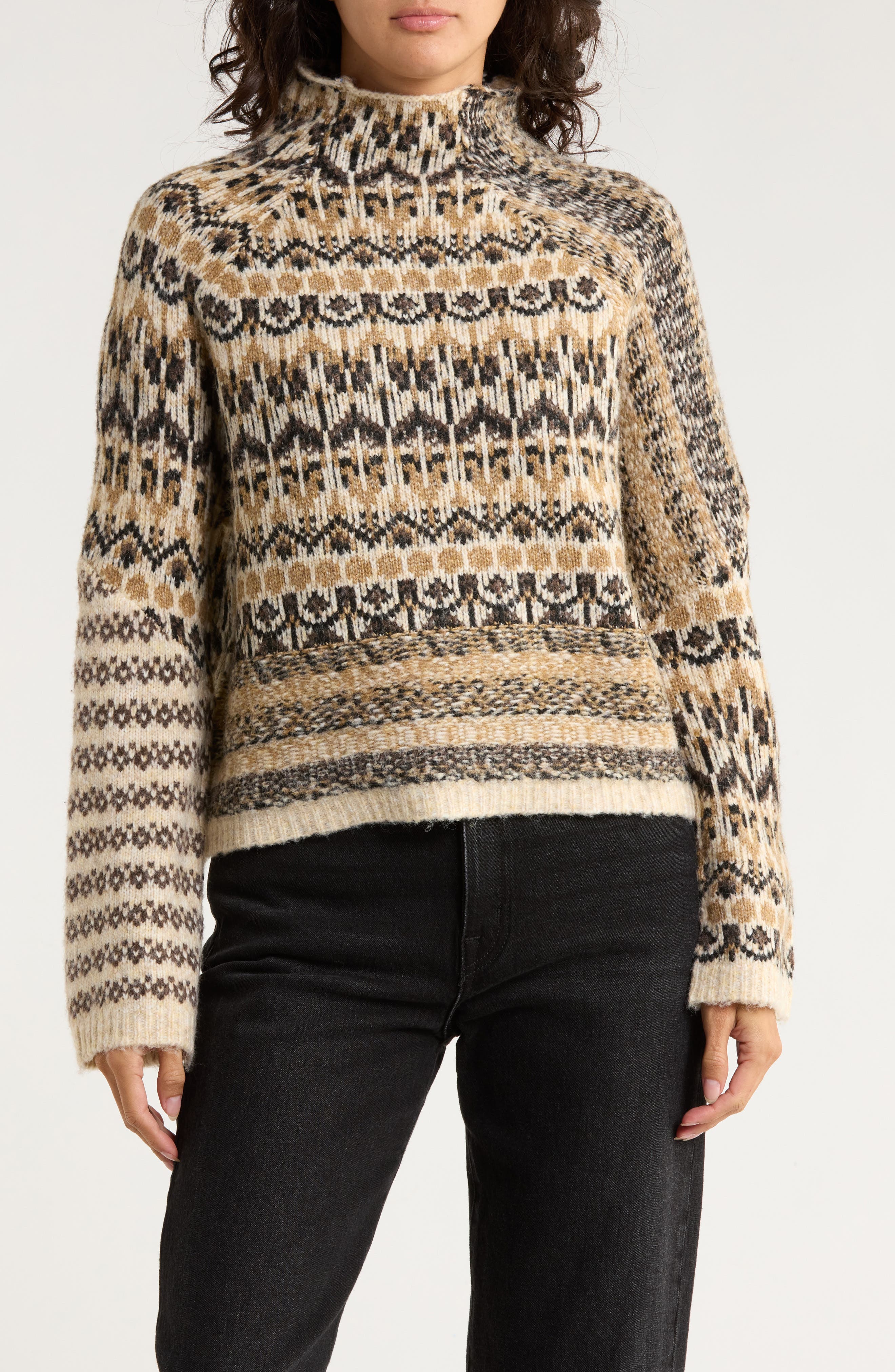 INDUSTRY REPUBLIC CLOTHING Funnel Neck Jacquard Sweater