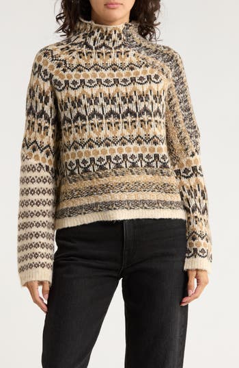 Industry Republic Clothing Funnel Neck Jacquard Sweater In Multi