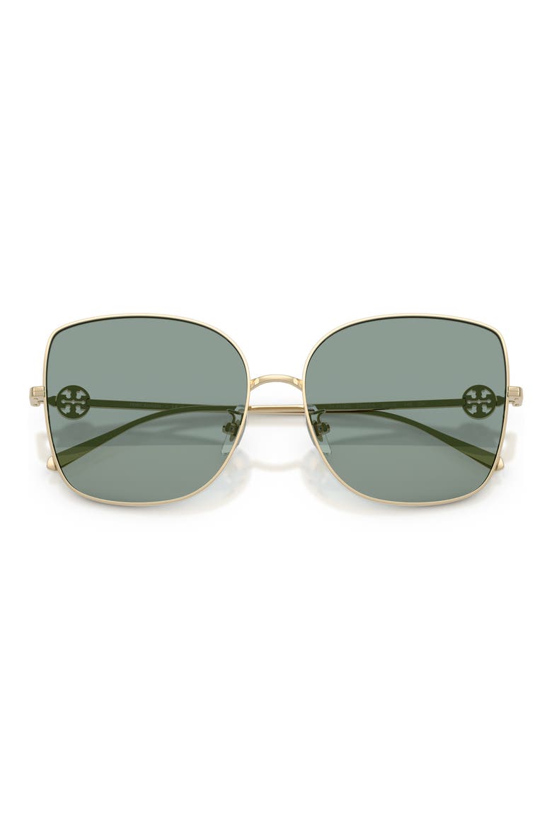60mm Oversize Butterfly Sunglasses, Alternate, color, GOLD / SHARP TINTED GREEN