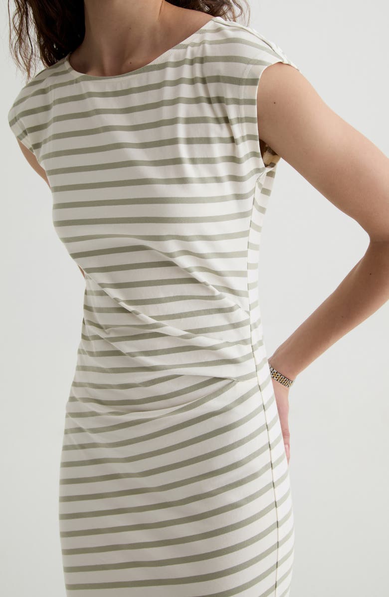 AG Aja Ruched Stripe T-Shirt Midi Dress, Alternate, color, 