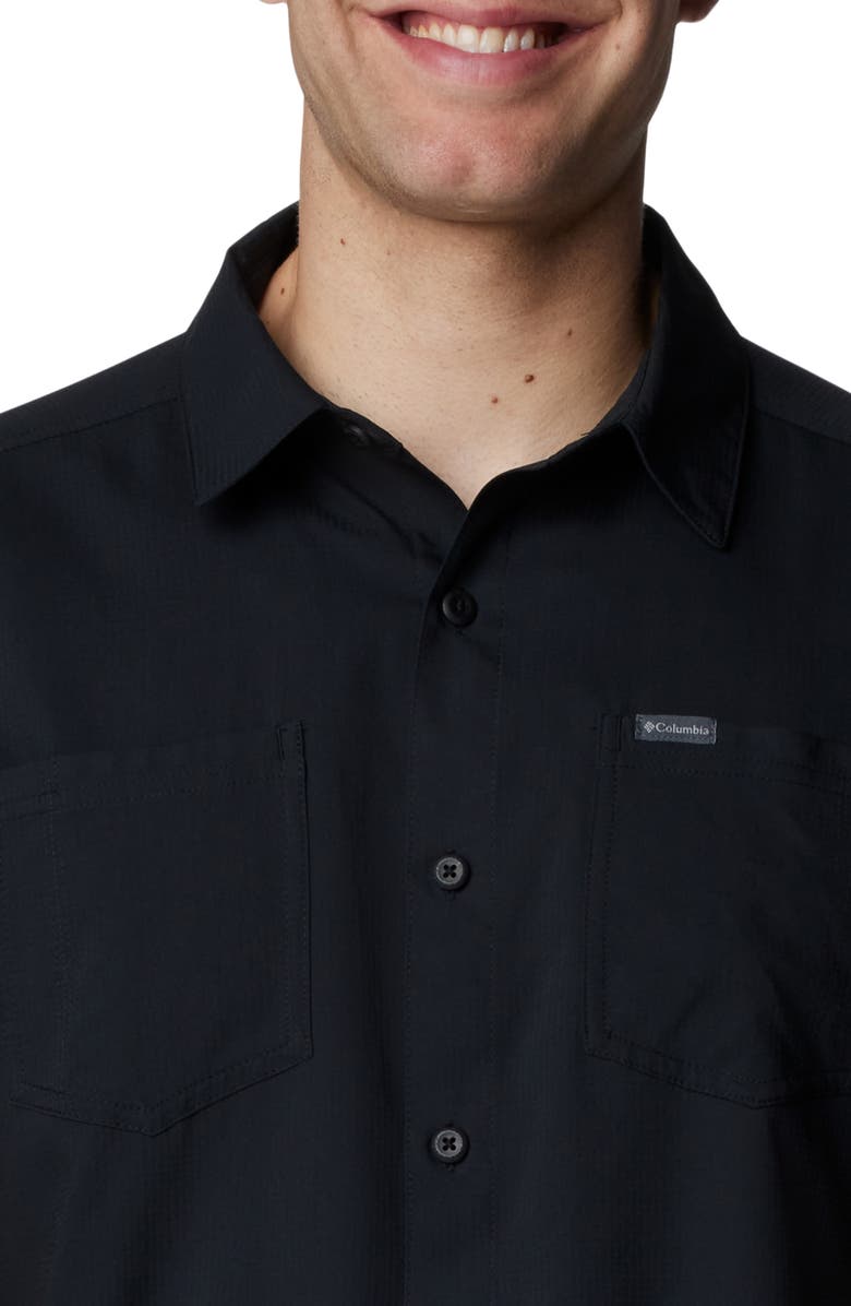 Columbia Red Eagle Lake Omni-Wick<sup>™</sup> Short Sleeve Button-Up Shirt, Alternate, color, Black
