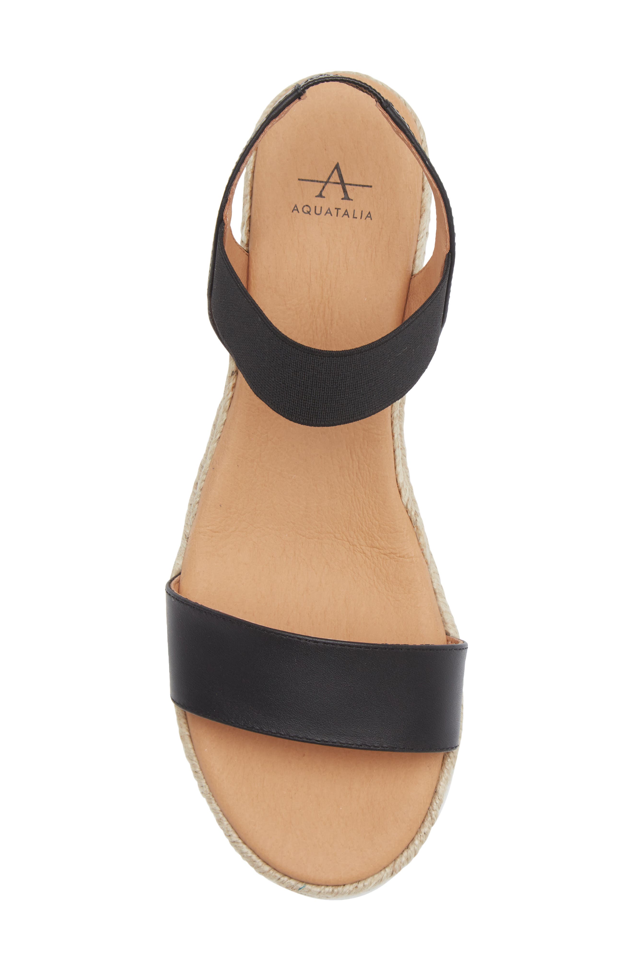 Aquatalia Avina Espadrille Wedge Sandal, Alternate, color, Black Leather