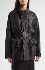 NACKIYÈ Oversize Belted Leather Coat