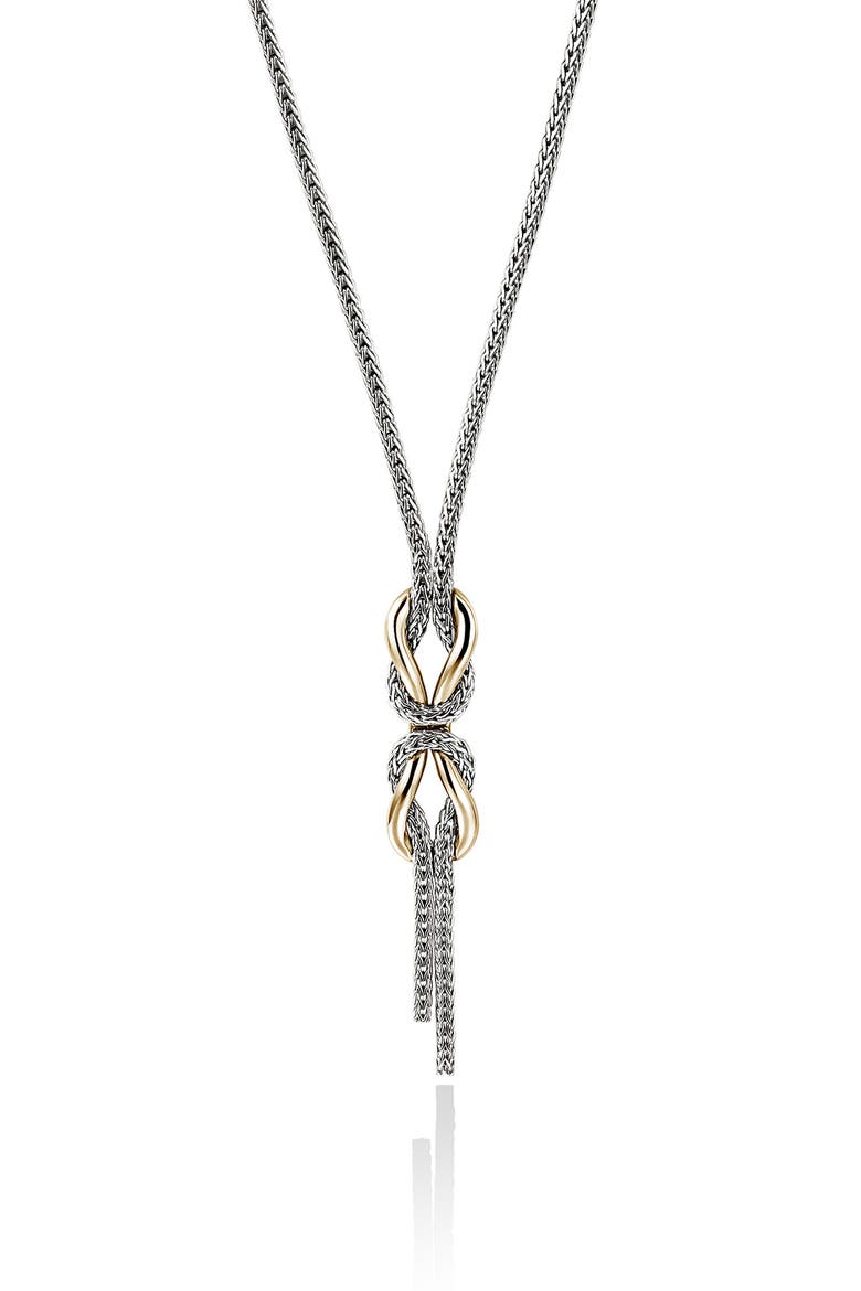 Infinite Love Knot 14k Gold & Sterling Silver Pendant Necklace, Main, color, SILVER