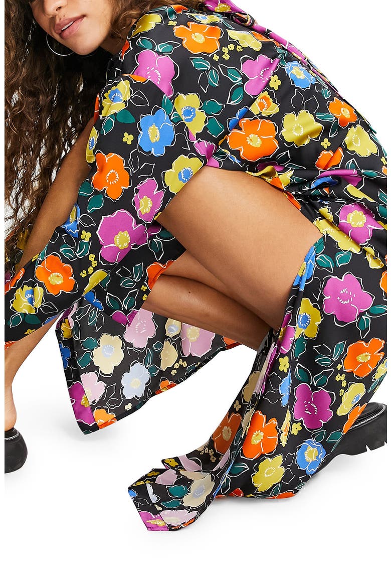 Floral Print Long Sleeve Dress, Alternate, color, BLACK MULTI