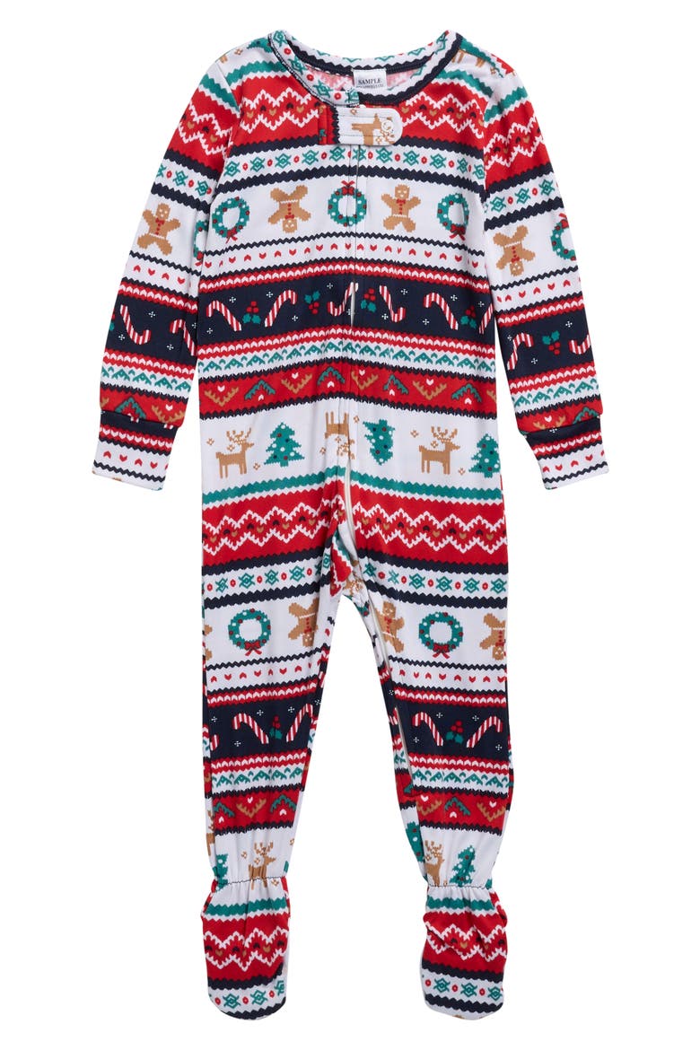 Tight Fit One Piece Pajamas, Main, color, JINGLE BELL FARE ISLE