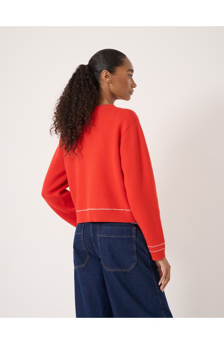 Hush Wool-Blend Stitch Detail Cardigan, Alternate, color, Bright Red
