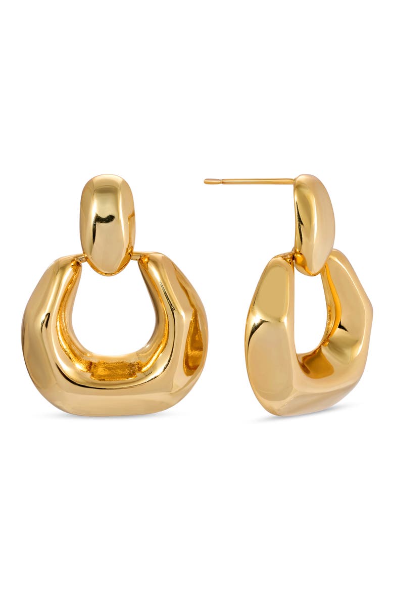 Marwa Drop Knocker Earrings, Main, color, GOLD