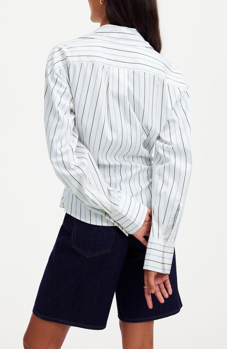 Madewell Stripe Asymmetric Button-Up Shirt, Alternate, color, Hydrangea