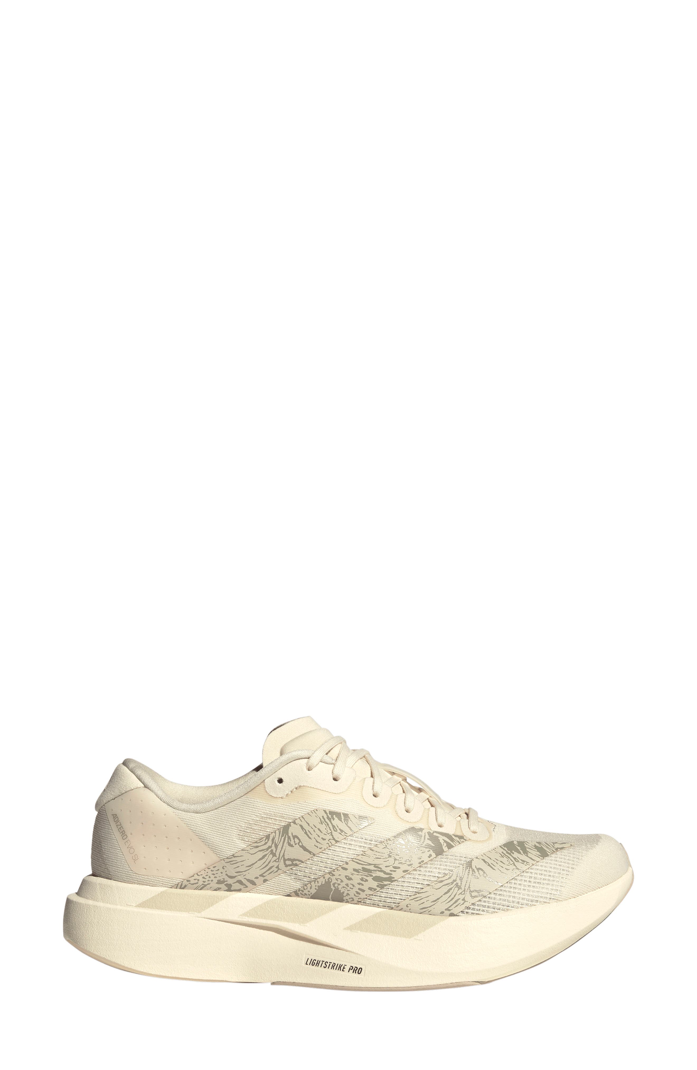 Adizero Evo SL Running Shoe, Alternate, color, WONDER WHITE/ LINEN/ TAUPE