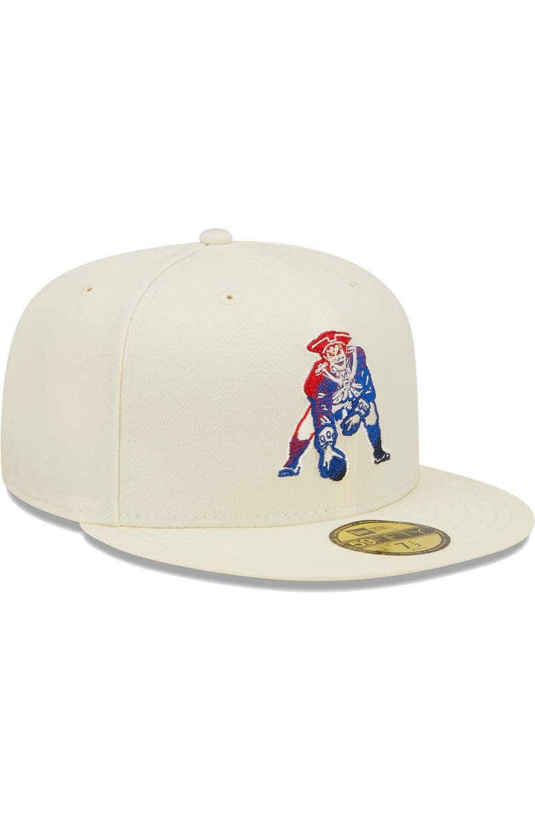 New Era Men's New Era Cream New England Patriots Chrome Color Dim 59FIFTY Fitted Hat, Alternate, color,