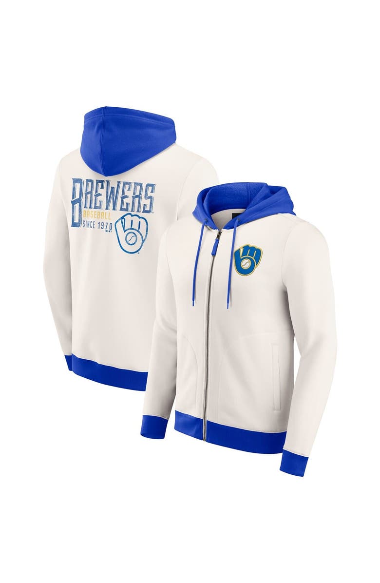 Darius Rucker Collection by Fanatics Men's Darius Rucker Collection by Fanatics  Cream Milwaukee Brewers Polar Fleece Full-Zip Hoodie, Main, color, Cream