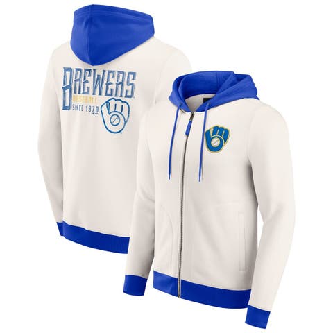 Men's Darius Rucker Collection by Fanatics  Cream Milwaukee Brewers Polar Fleece Full-Zip Hoodie