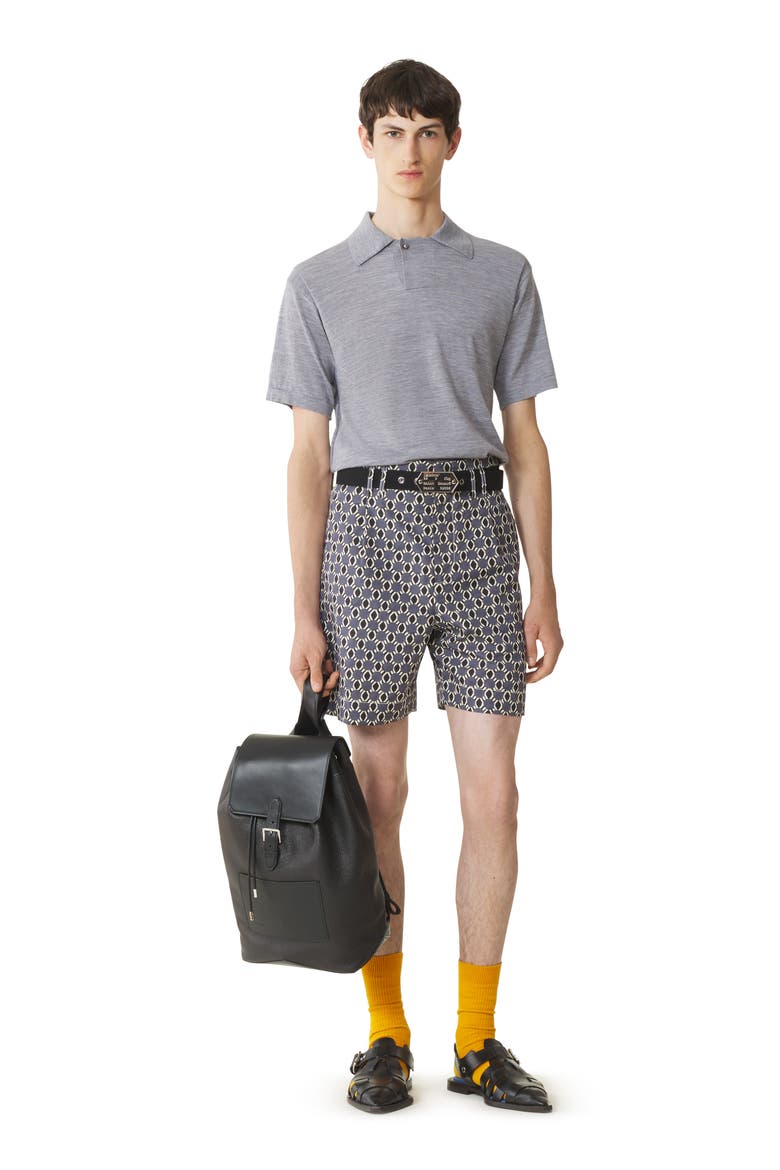 Printed Cotton Shorts, Main, color, Storm/Black