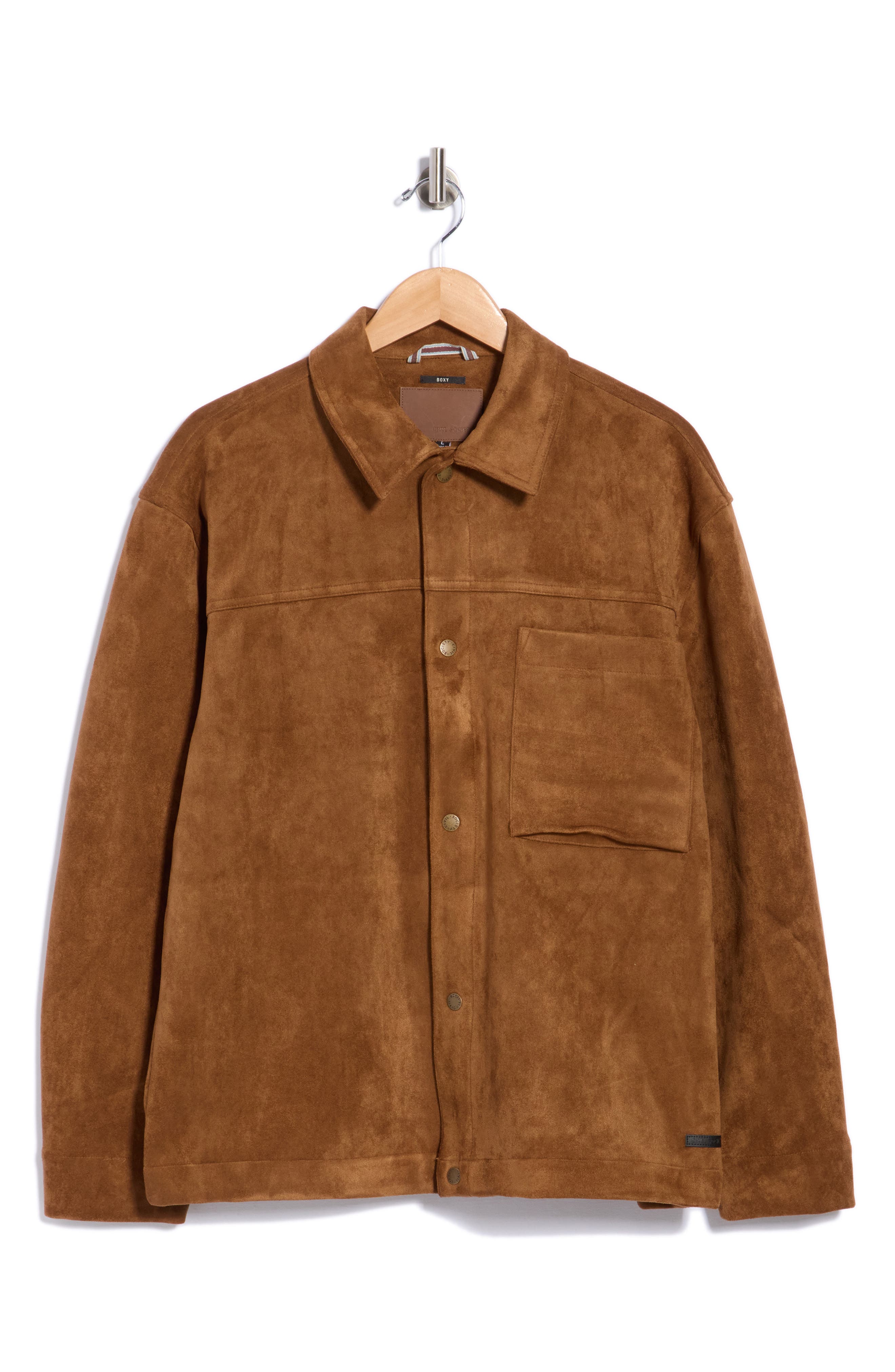 Boxy Microsuede Shirt Jacket