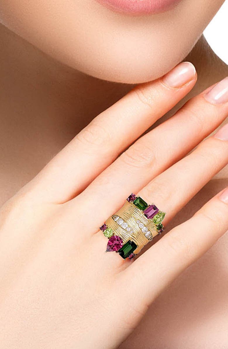 Hueb Amazonia Diamond & Semiprecious Stones Ring, Alternate, color, Yellow Gold