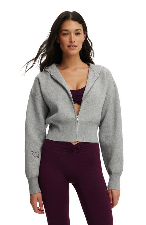 Women's Active Knit Cropped Zip Through