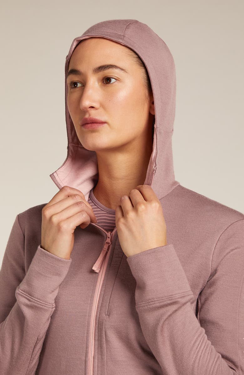 Icebreaker 260 Quantum Merino Wool Hooded Jacket, Alternate, color, Summit/ Blush
