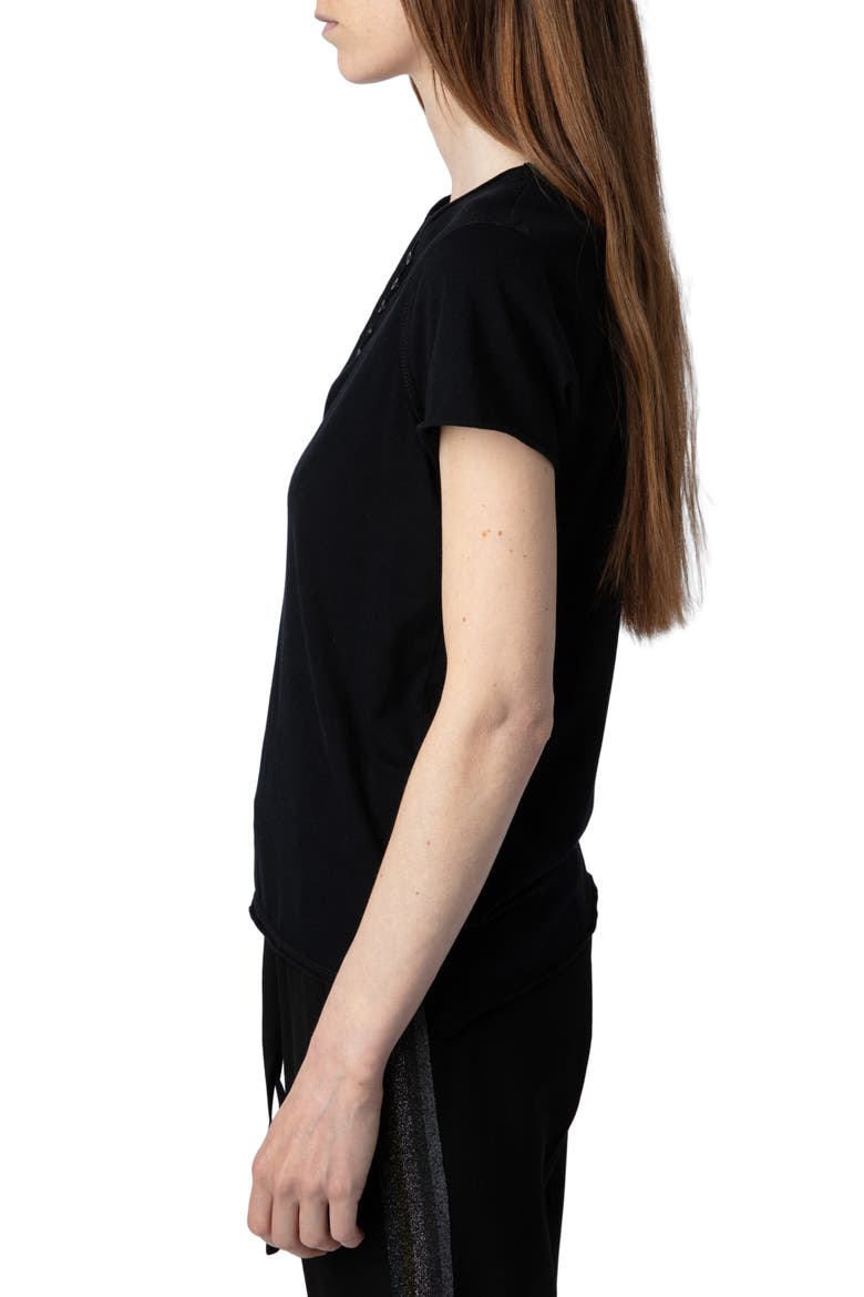 Tuni Wings Strass Embellished Keyhole Cotton Graphic T-Shirt, Alternate, color, NOIR