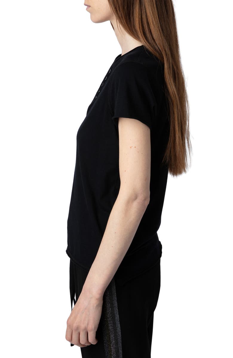 Zadig & Voltaire Tuni Wings Strass Embellished Keyhole Cotton Graphic T-Shirt, Alternate, color, 